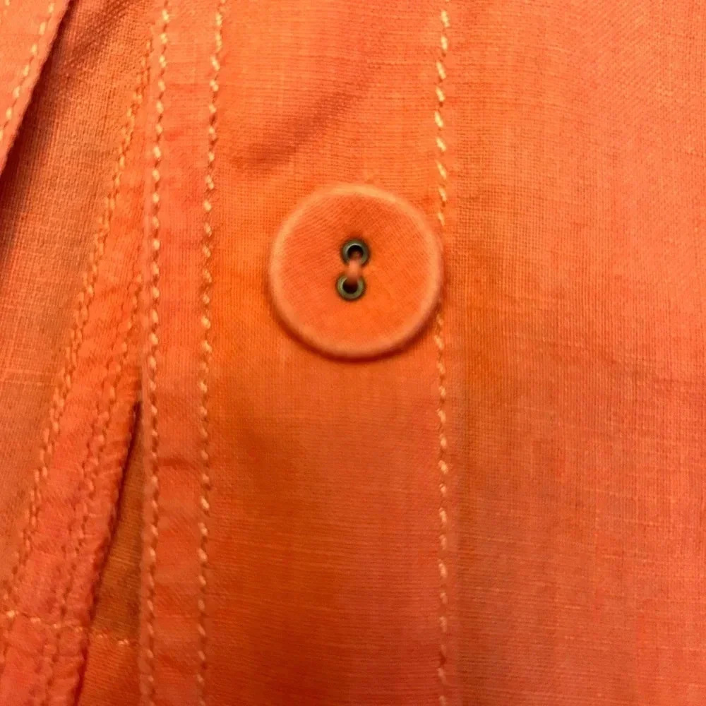Eileen Fisher Irish Linen Long Sleeve Button Down Jacket with pockets Coral - Picture 5 of 8